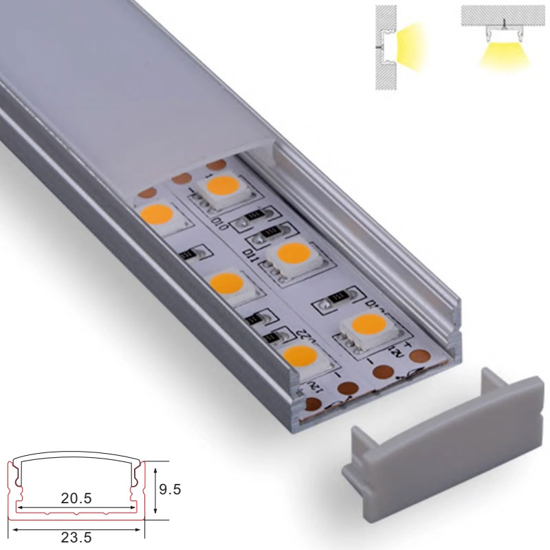 C004 Aluminum Channel - Surface - For Strips Up To 20mm - 1m / 2m