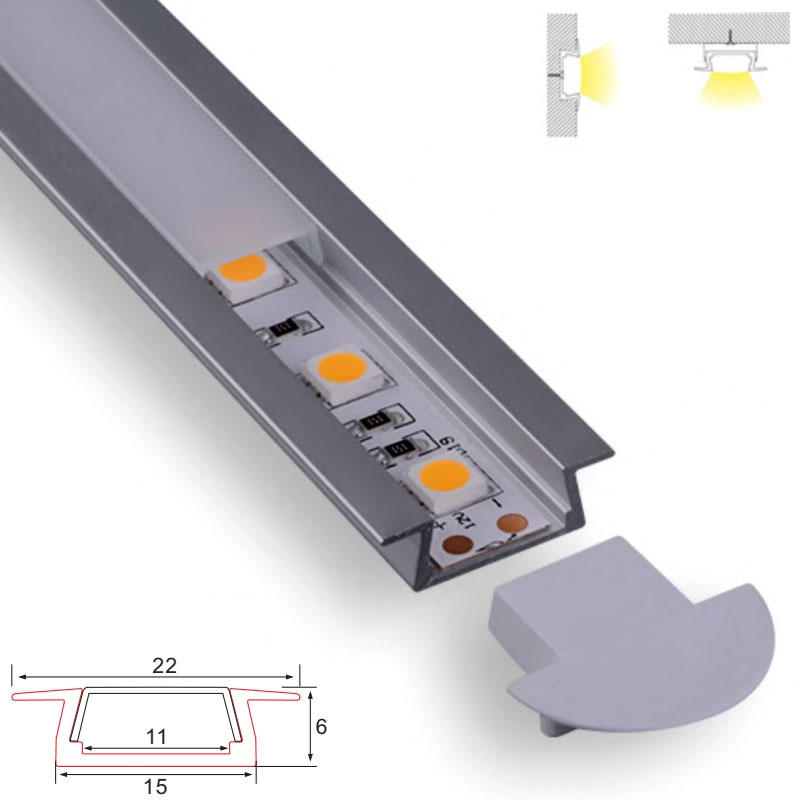 C008 Aluminum Channel - Surface - For Strips Up To 10mm - 1m / 2m