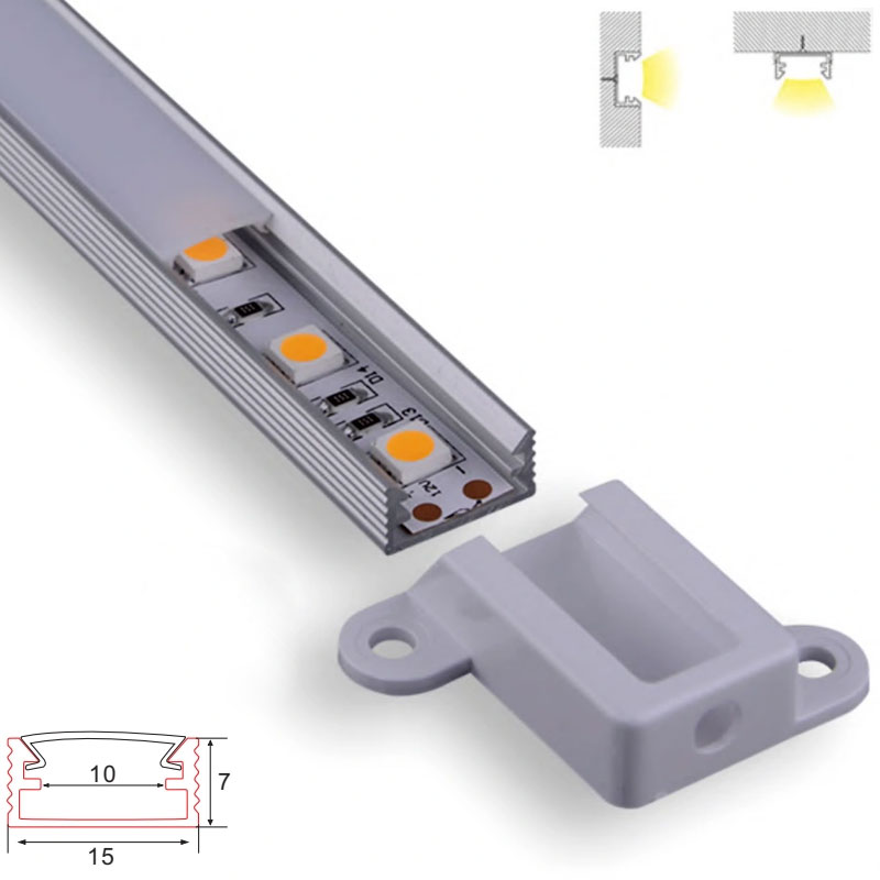 C014 Aluminum Channel - Surface - For Strips Up To 10mm - 1m / 2m