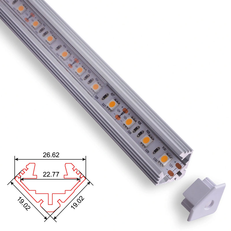 C105A LED Aluminum profile - Corner - For Strips Up To 10mm - 1m / 2m