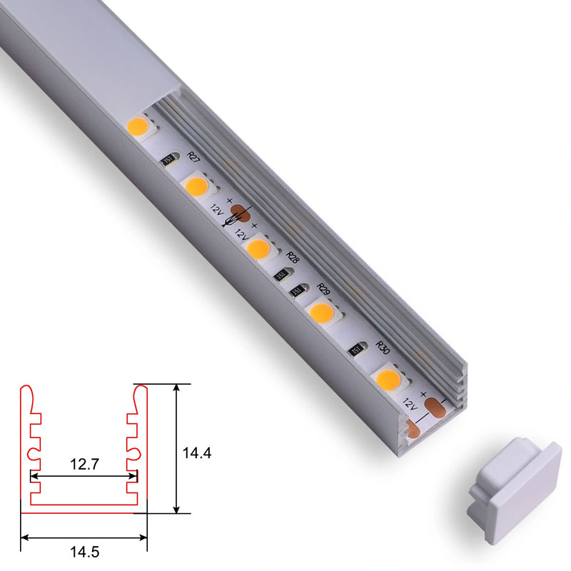 C023 LED Aluminum profile - Surface - For Strips Up To 12mm - 1m / 2m