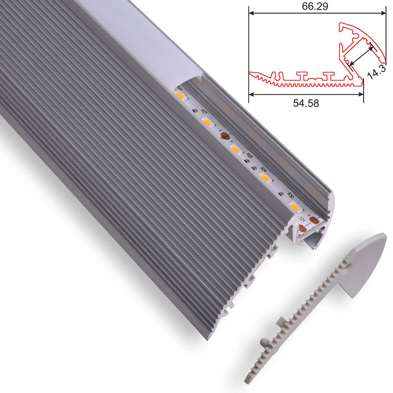 C026 LED Aluminum profile for stair - Surface - For Strips Up To 12mm - 1m / 2m