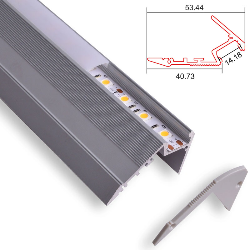 C027 LED Aluminum profile for stair - Surface - For Strips Up To 12mm - 1m / 2m