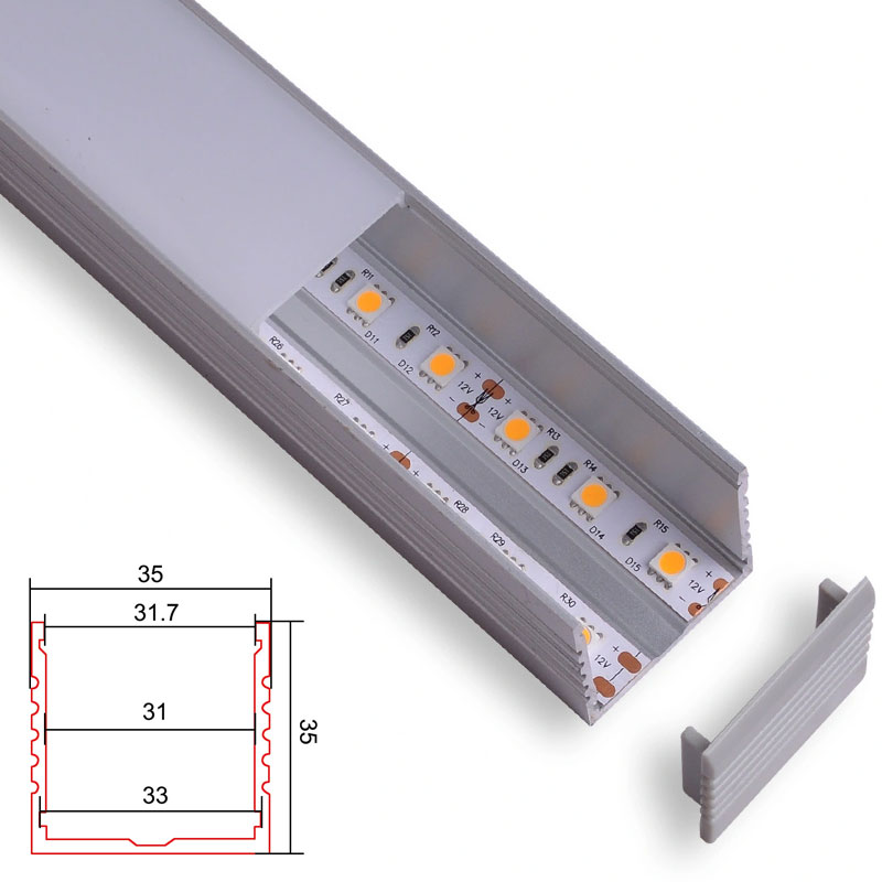 C031 LED Aluminum profile - Surface - For Strips Up To 30mm - 1m / 2m