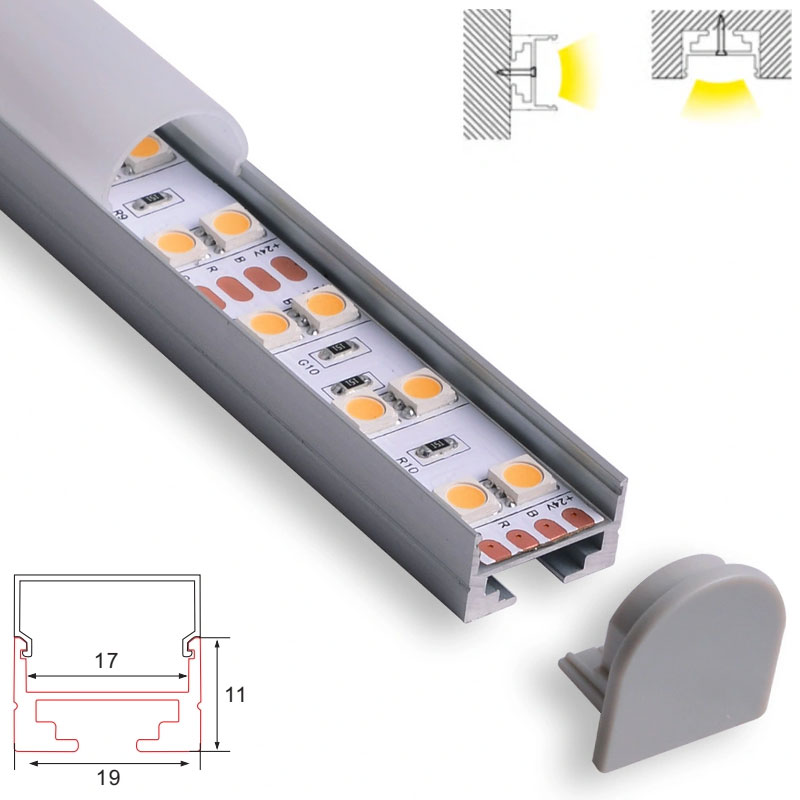 C032B Aluminum Channel - Surface - For Strips Up To 15mm - 1m / 2m