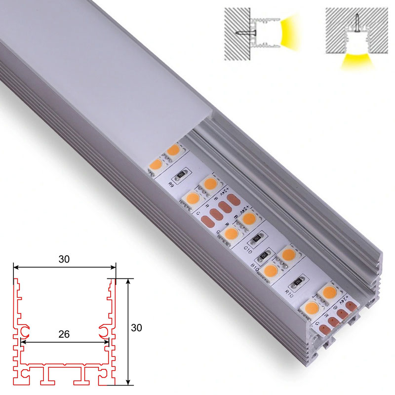 C035 LED Aluminum profile - Surface - For Strips Up To 25mm - 1m / 2m