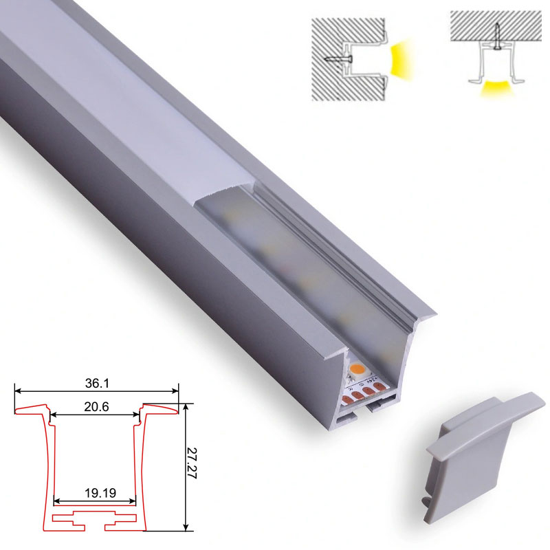 C037 LED Aluminum profile - Surface - For Strips Up To 19mm - 1m / 2m