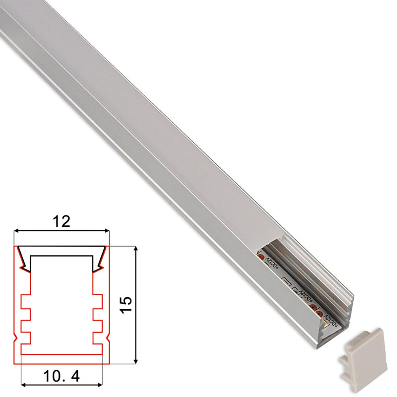 C047 LED Aluminum profile - Surface - For Strips Up To 10mm - 1m / 2m