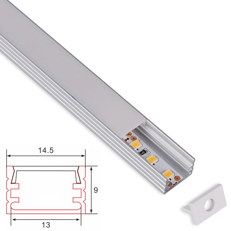 C048 LED Aluminum profile - Surface - For Strips Up To 12mm - 1m / 2m