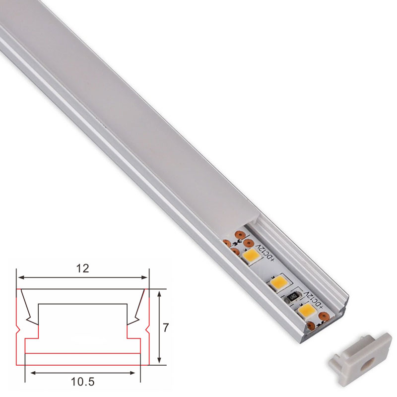 C049 LED Aluminum profile - Surface - For Strips Up To 10mm - 1m / 2m