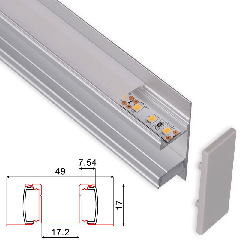 C053 LED Aluminum profile - Surface - For Strips Up To 15mm - 1m / 2m