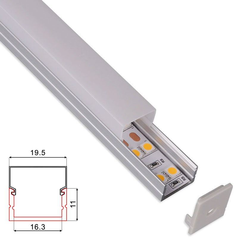 C057B LED Aluminum profile - Surface - For Strips Up To 15mm - 1m / 2m