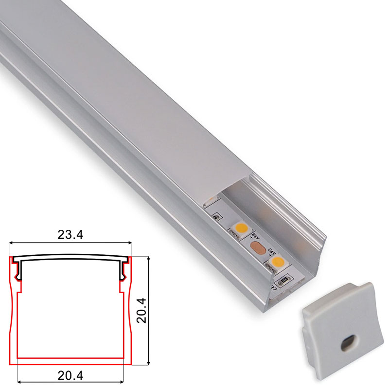 C060 LED Aluminum profile - Surface - For Strips Up To 20mm - 1m / 2m