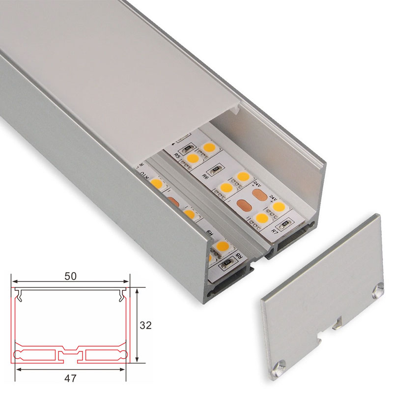 C061 LED Aluminum profile - Surface - For Strips Up To 45mm - 1m / 2m