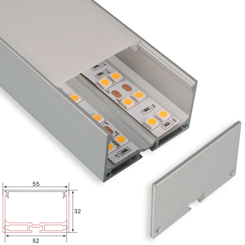 C062 LED Aluminum profile - Surface - For Strips Up To 50mm - 1m / 2m