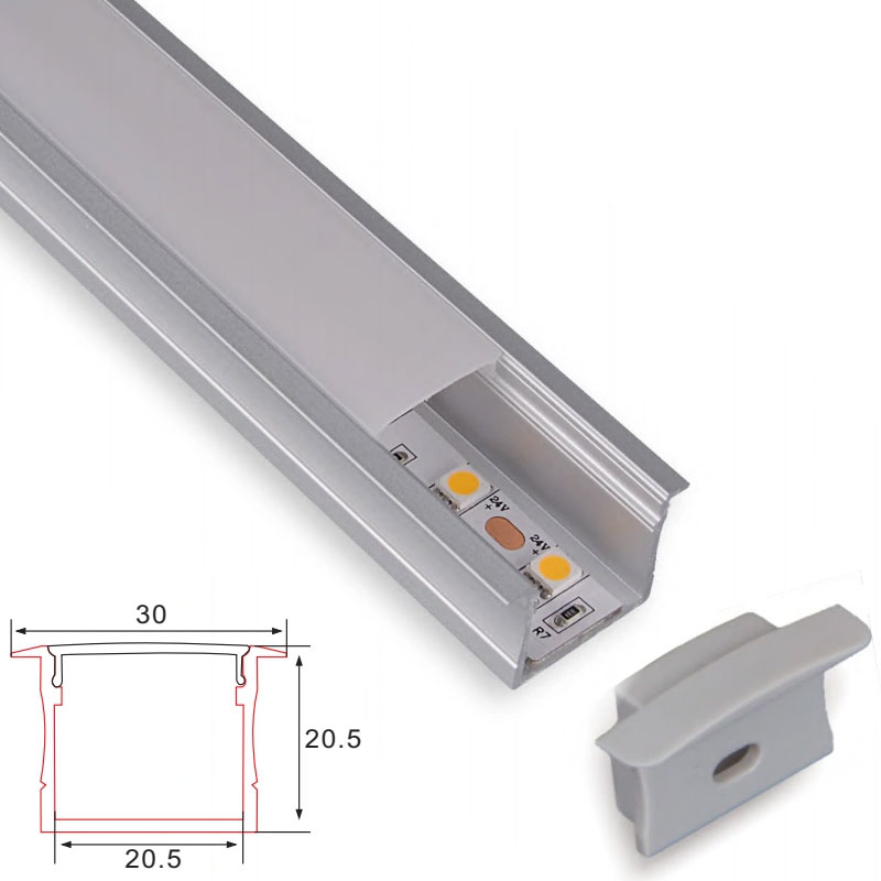 C063A LED Aluminum profile - Surface - For Strips Up To 20mm - 1m / 2m