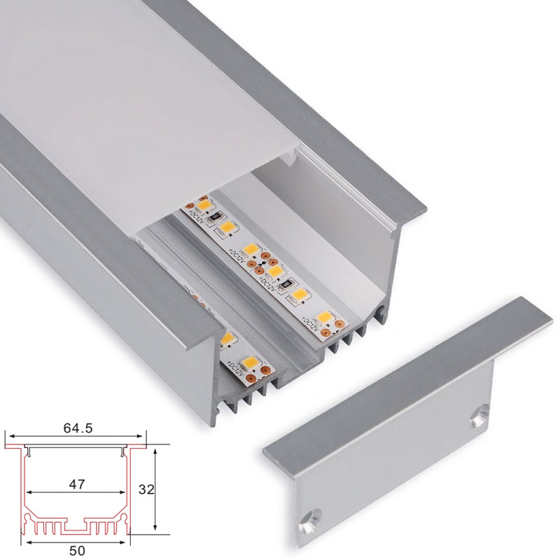 C064 LED Aluminum profile - Surface - For Strips Up To 20mm - 1m / 2m