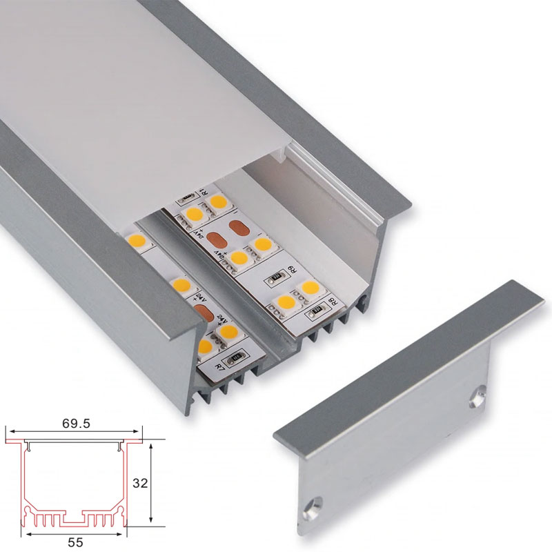 C065 Aluminum Channel - Surface - For Strips Up To 40mm - 1m / 2m