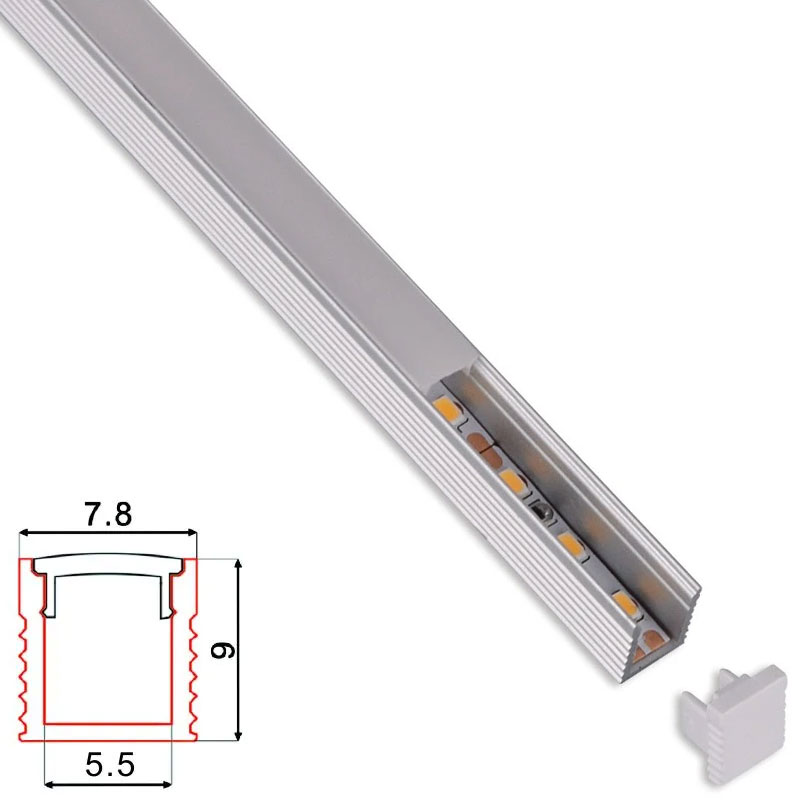 C066 Aluminum Channel - Surface - For Strips Up To 9mm - 5m / 2m