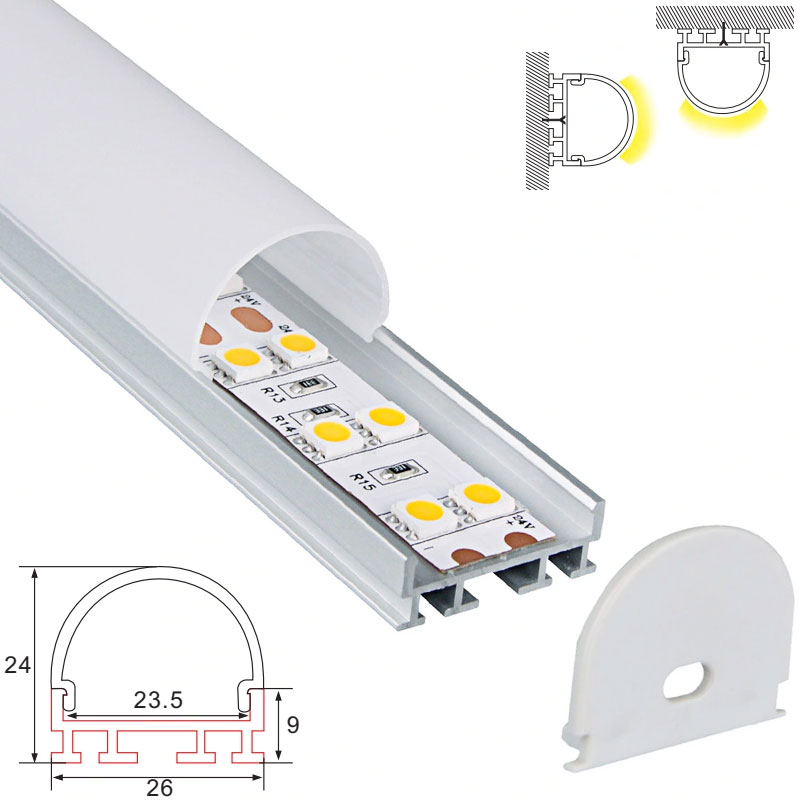 C073A Aluminum Channel - Surface - For Strips Up To 20mm - 1m / 2m