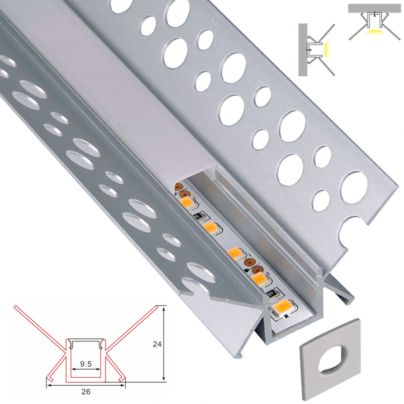 C092 LED Aluminum profile - Surface - For Strips Up To 8mm - 1m / 2m