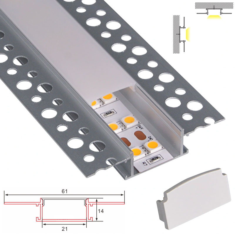 C095 LED Aluminum profile - Surface - For Strips Up To 20mm - 1m / 2m