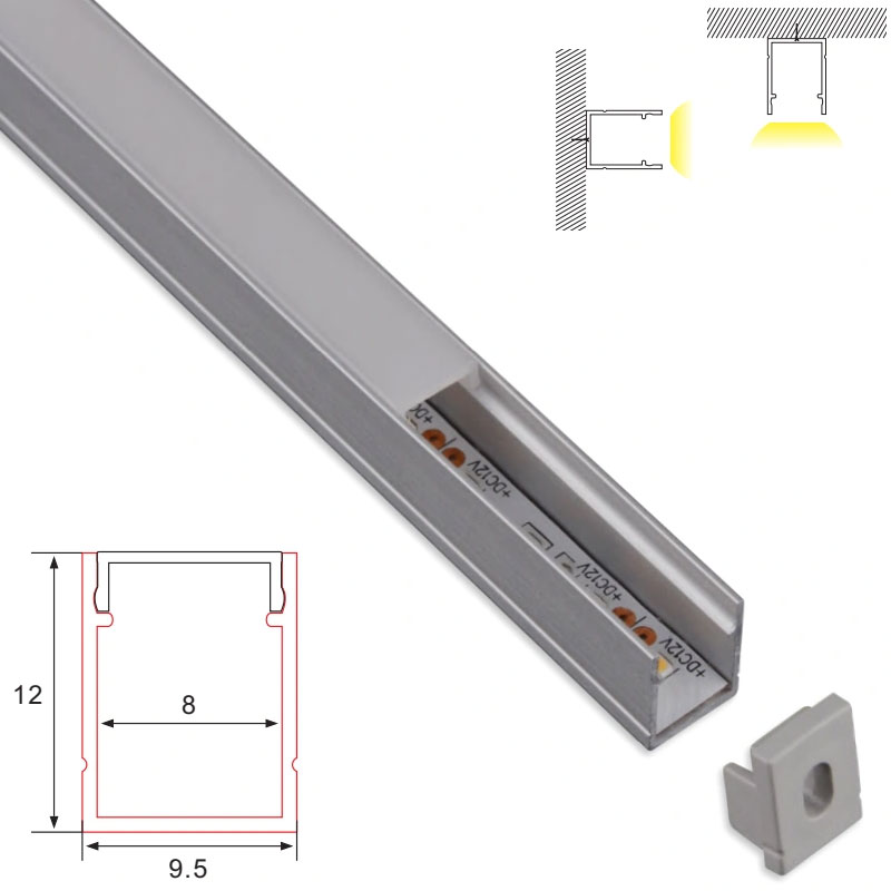 C100 Aluminum Channel - Surface - For Strips Up To 8mm - 1m / 2m