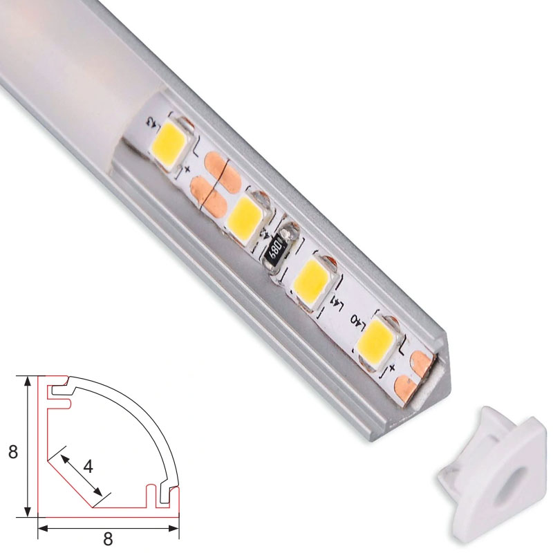 C105A LED Aluminum profile - Corner - For Strips Up To 4mm - 1m / 2m