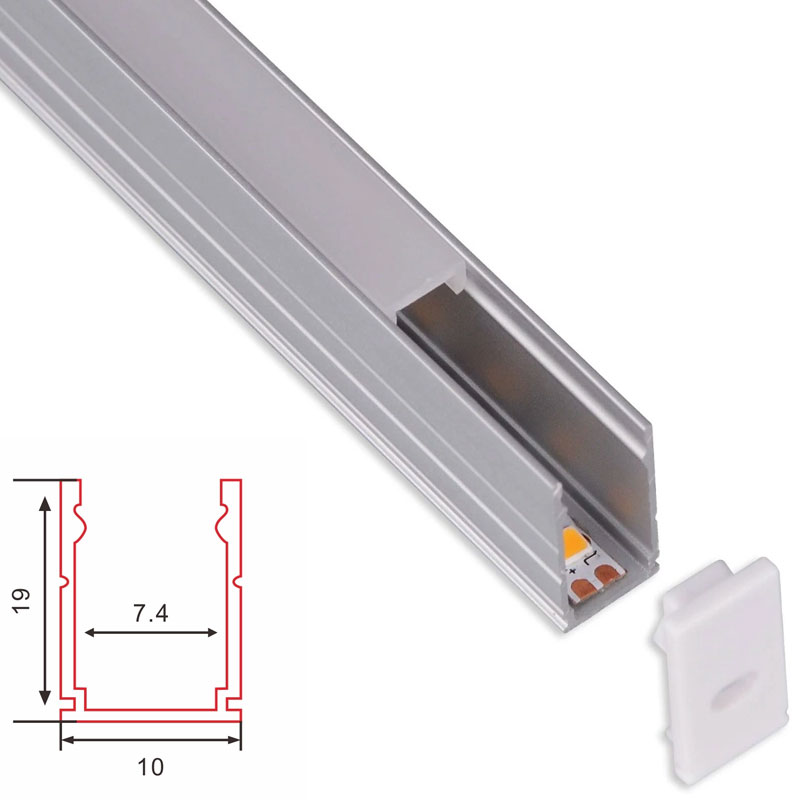 C106 Aluminum Channel - Surface - For Strips Up To 5mm - 1m / 2m