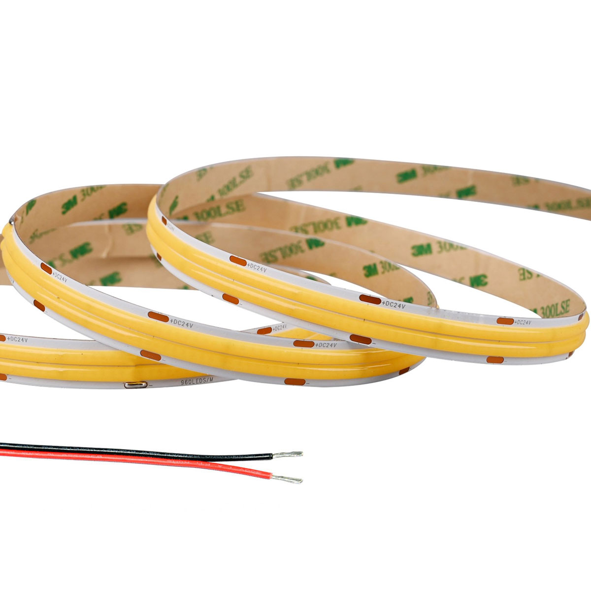 5m White COB LED Strip Light - COB Series LED Tape Light - High CRI - Dual Row - 24V - IP20