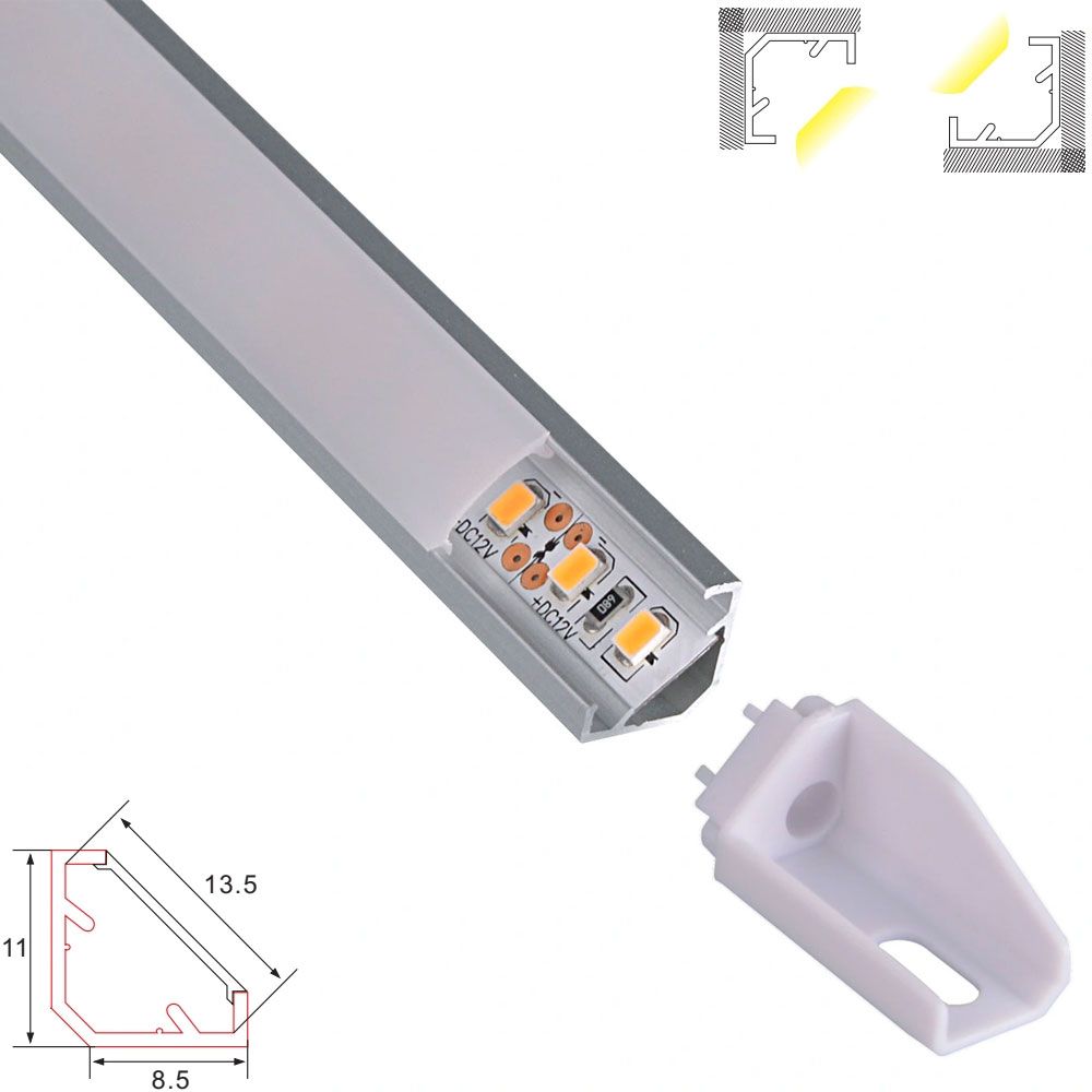 C076 Aluminum Channel - Corner - For Strips Up To 10mm - 1m / 2m