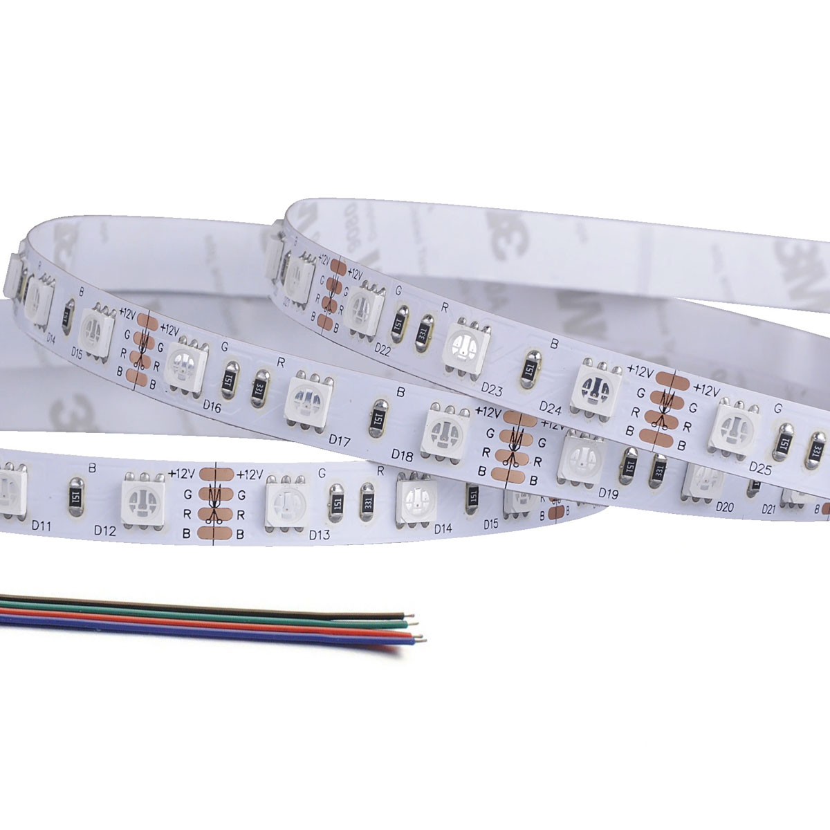 5m RGB LED Strip Light - Color-Changing LED Tape Light - 12V / 24V - IP20