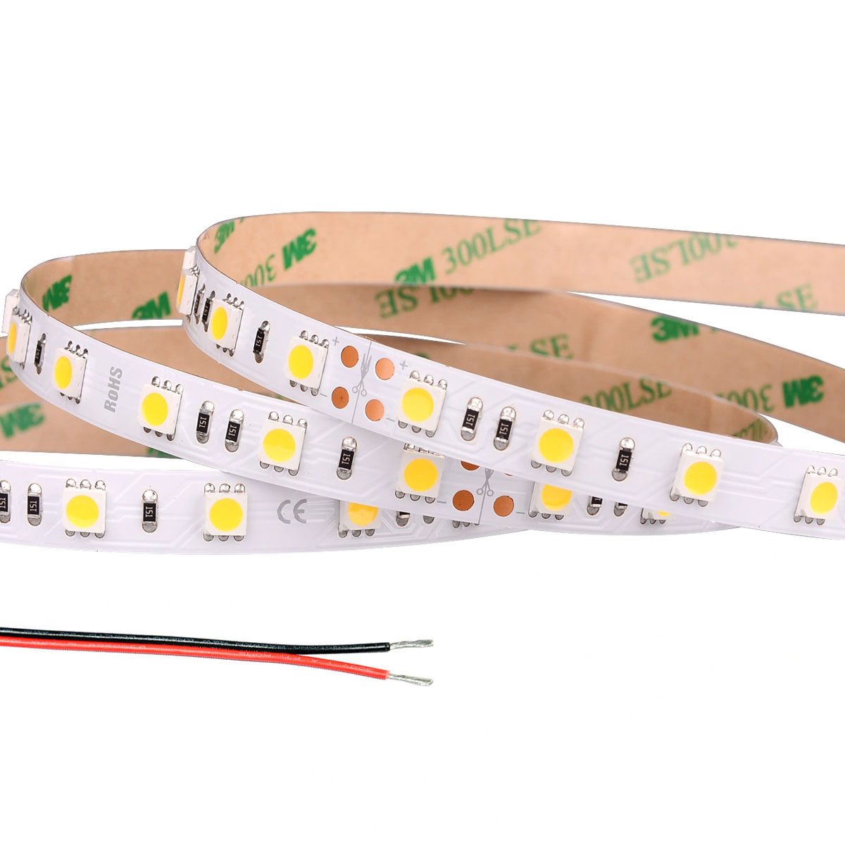 5m White LED Strip Light - Radiant Series LED Tape Light - 12V / 24V - IP20