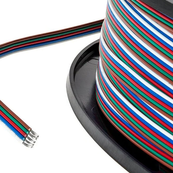 22 Gauge Wire - Five Conductor RGB+W Power Wire - Per Foot