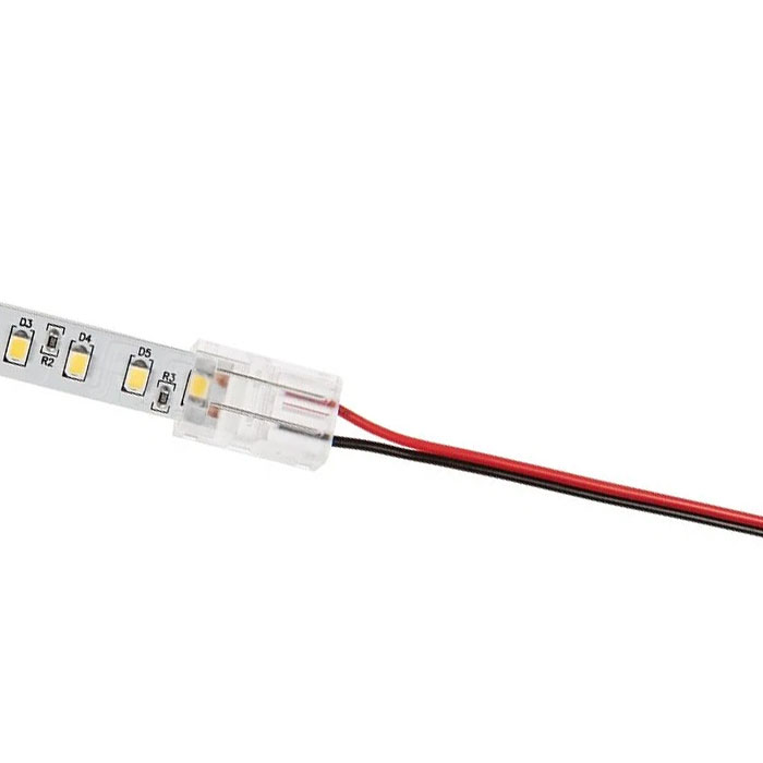 4" Solderless Clamp-On Pigtail Adaptor - 10mm Single Color LED Strip Lights