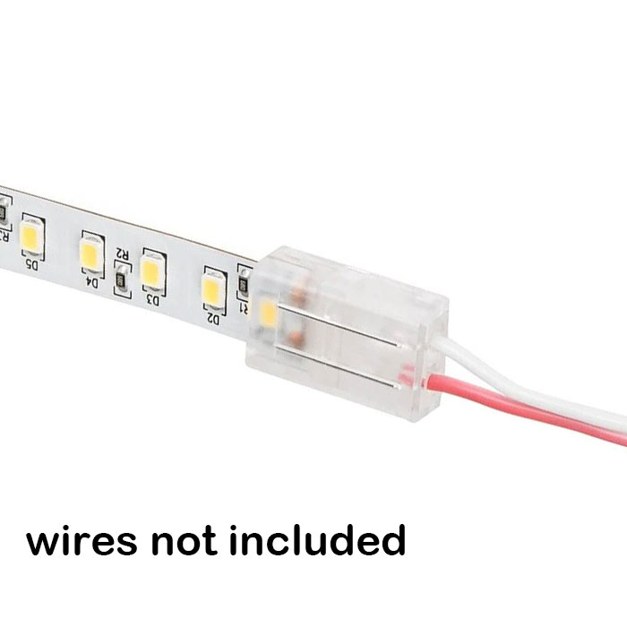 Solderless Clamp-On LED Strip Light to Wire - 10mm Single Color Strips - 22AWG