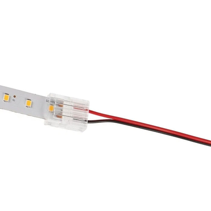 Solderless Clamp-On Pigtail Adaptor - 12mm Single Color LED Strip Lights - 4"