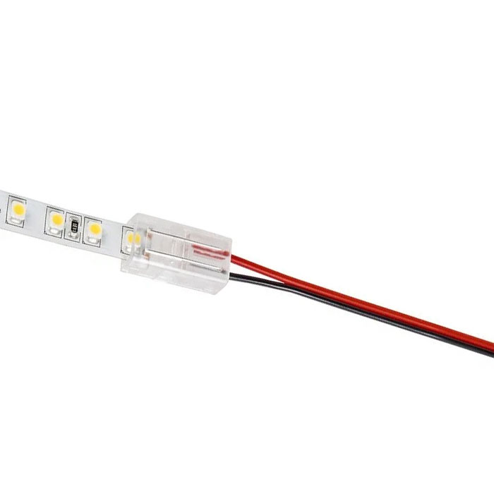 4" Solderless Clamp-On Pigtail Adaptor - 8mm Single Color LED Strip Lights