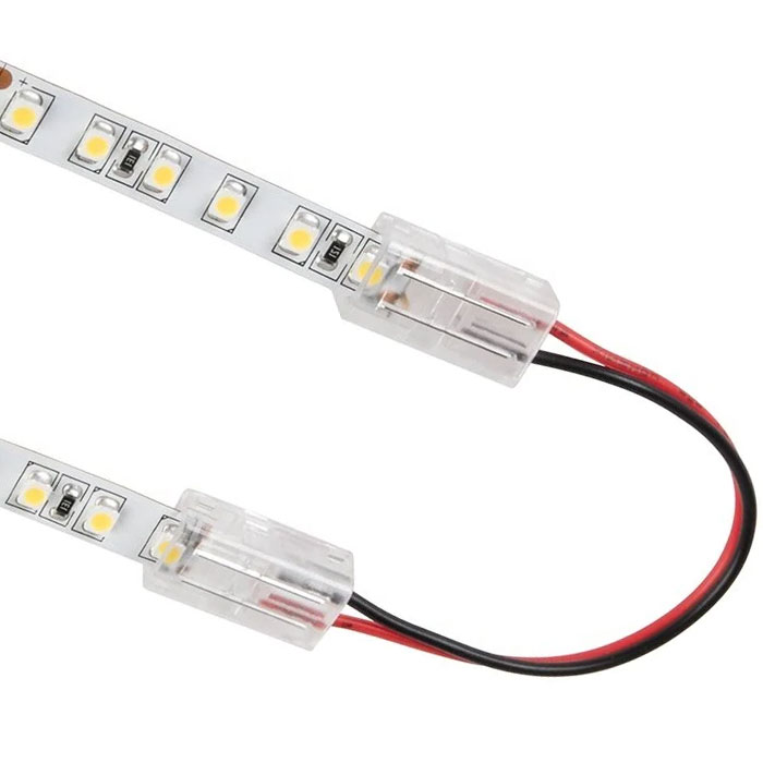 4" Solderless Clamp-On Jumper Connector - 8mm Single Color LED Strip Lights