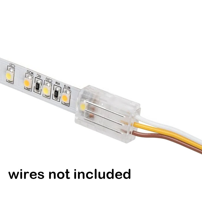 Solderless Clamp-On LED Strip Light to Wire - 10mm Tunable White Strips - 22AWG