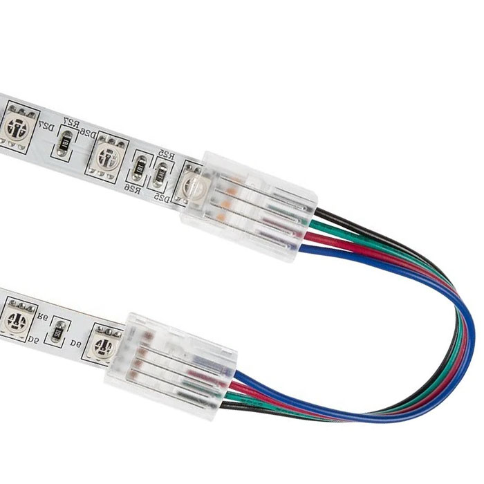 4" Solderless Clamp-On Jumper Connector - 10mm RGB LED Strip Lights