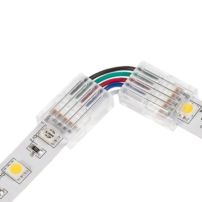 Solderless Clamp-On Left / Right 'L' Wire Connector - 12mm RGBW LED Strip Lights