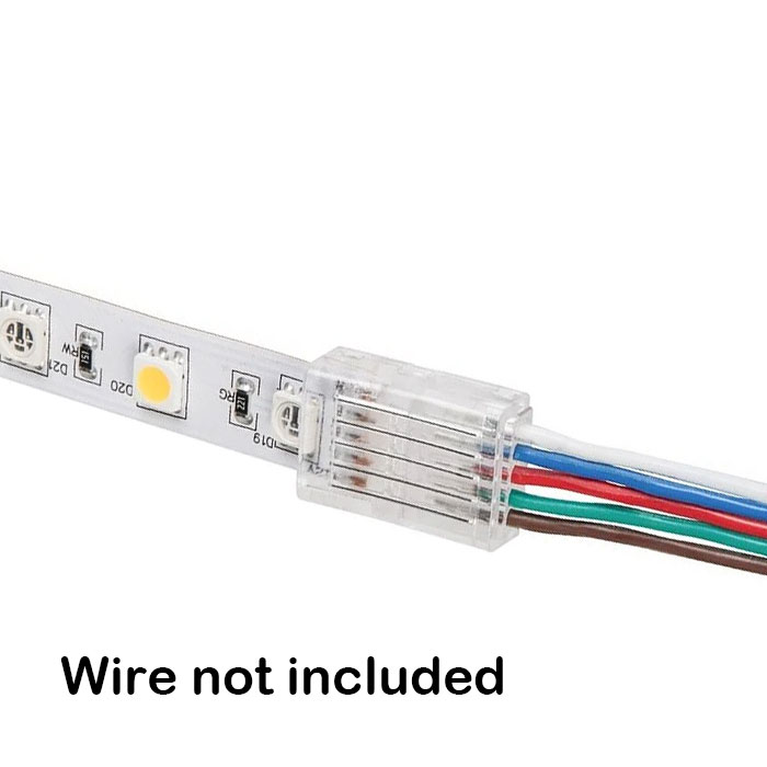 Solderless Clamp-On LED Strip Light to Wire - 12 mm RGBW Strips - 22 AWG