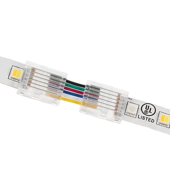 Solderless Clamp-On Up / Down L Wire Connector - 12mm RGB + CCT LED Strip Lights