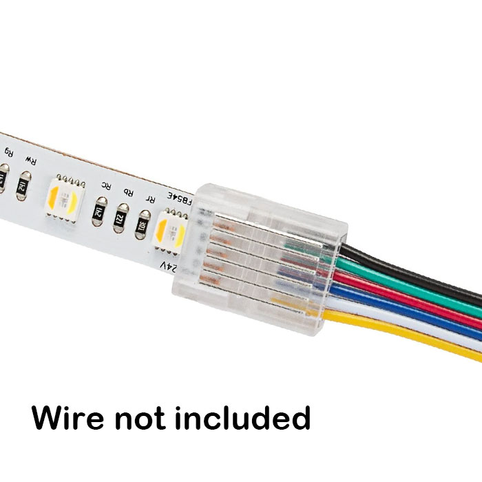 Solderless Clamp-On LED Strip Light to Wire - 12mm RGB + CCT Strips - 22 AWG