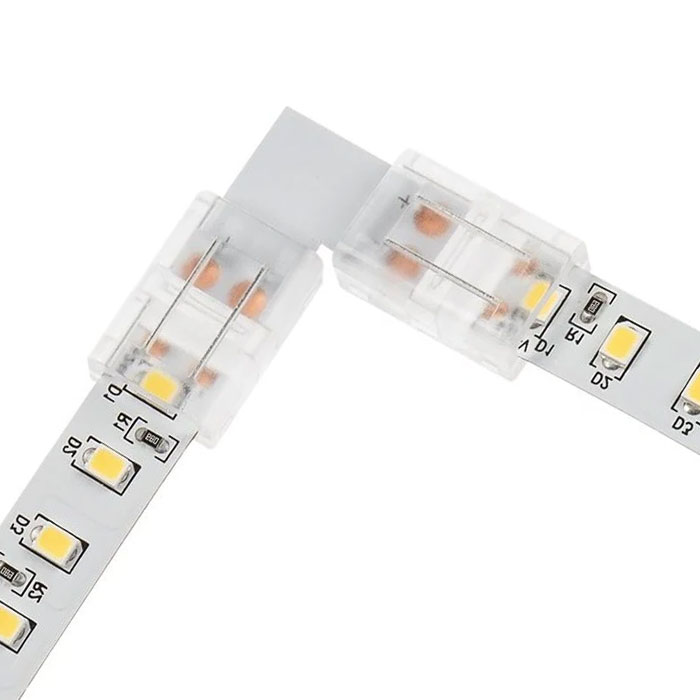 Solderless Clamp-On L Connector for 10mm Single Color LED Strip Lights