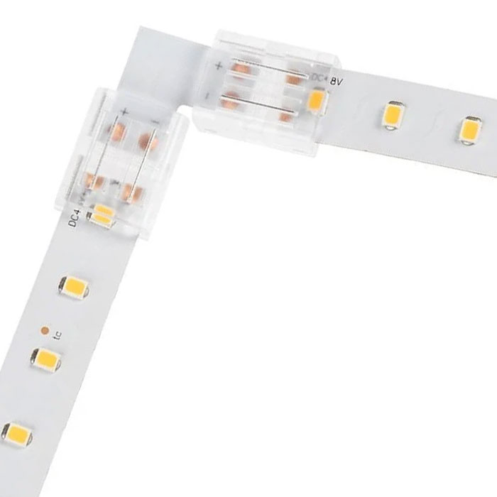 Solderless Clamp-On 'L' Connector - 12mm Single Color LED Strip Lights