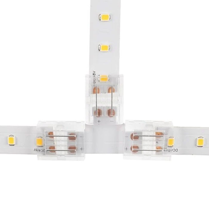 Solderless Clamp-On 'T' Connector - 12mm Single Color LED Strip Lights