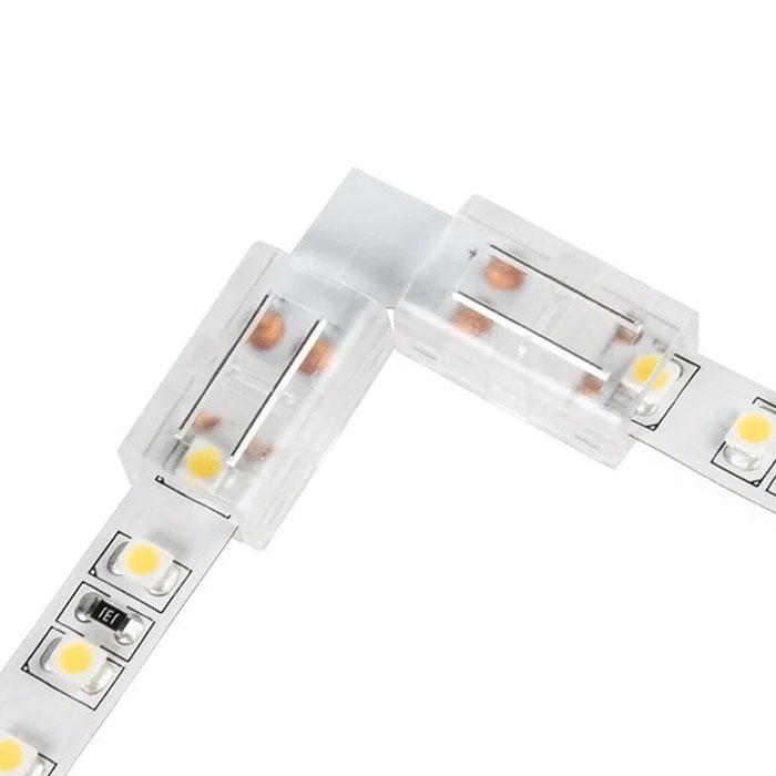 Solderless Clamp-On L Connector for 8mm Single Color LED Strip Lights