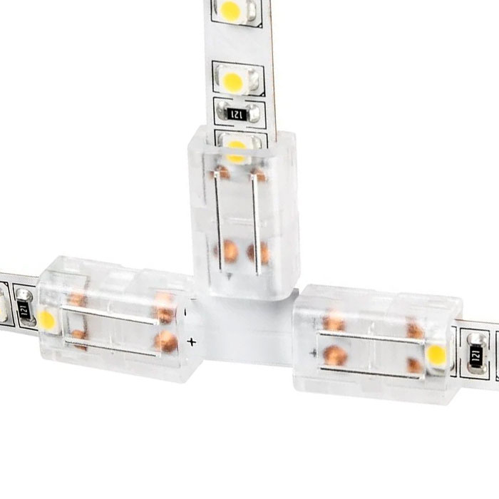 Solderless Clamp-On T Connector for 8mm Single Color LED Strip Lights